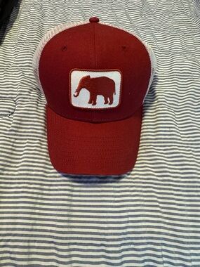 Nike Red and White Trucker Hat with Elephant Patch